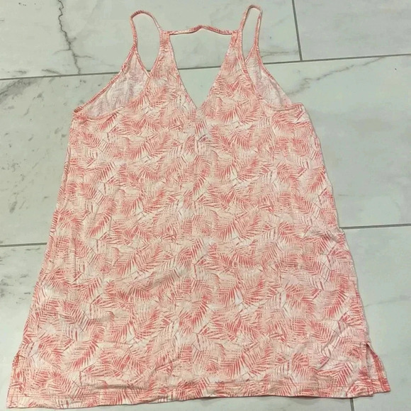 Old Navy Tropical Leaves Pattern Light Pink Hot Pink Racer Back Cutout Tank S - Picture 4 of 7